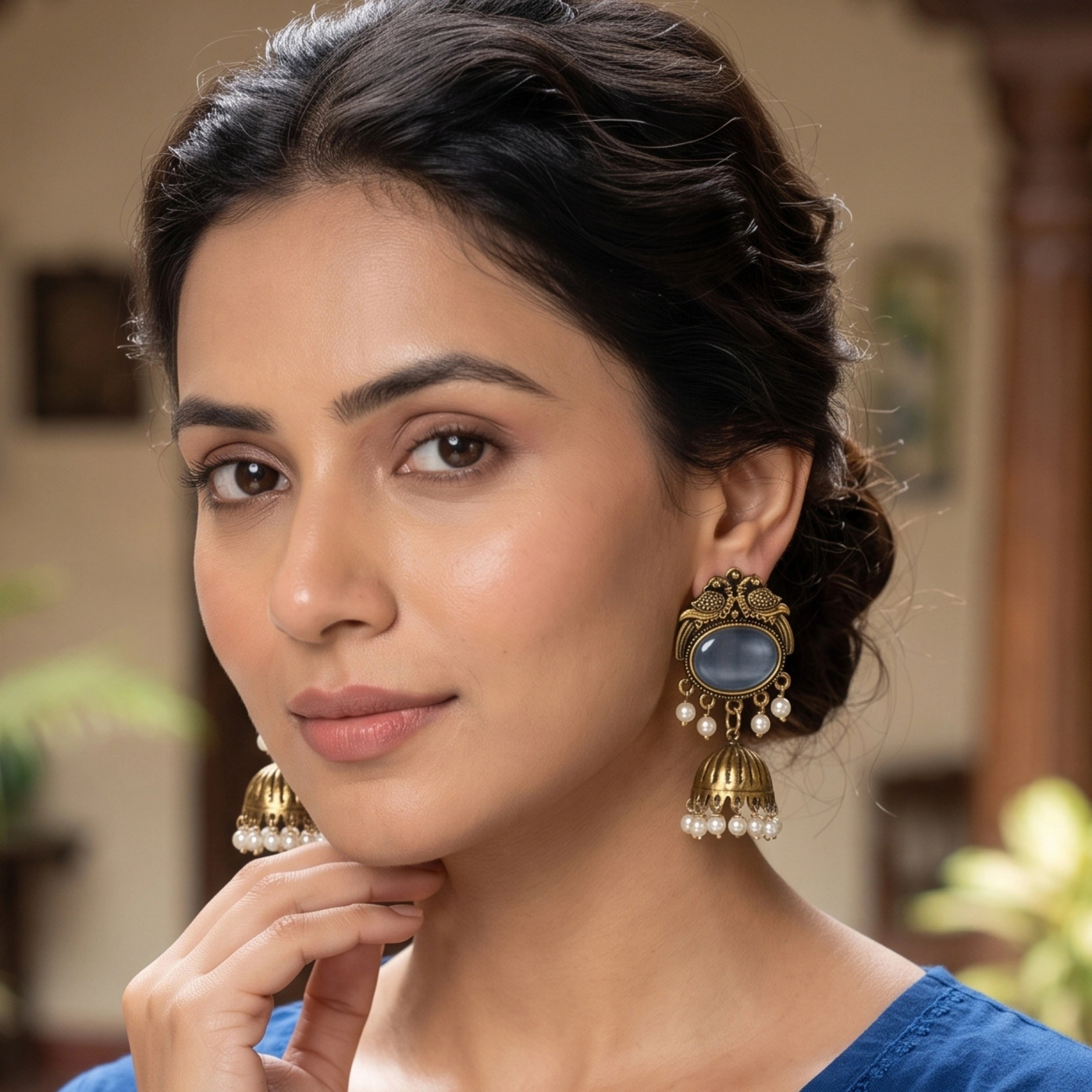 Smoky Pearl Jhumkas