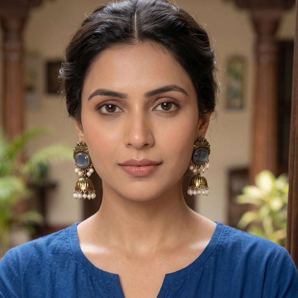 Smoky Pearl Jhumkas