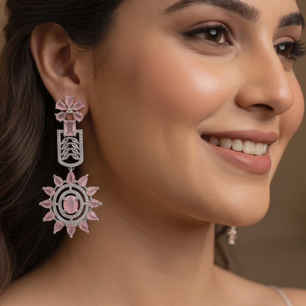 Blush Bloom Floral Statement Earrings