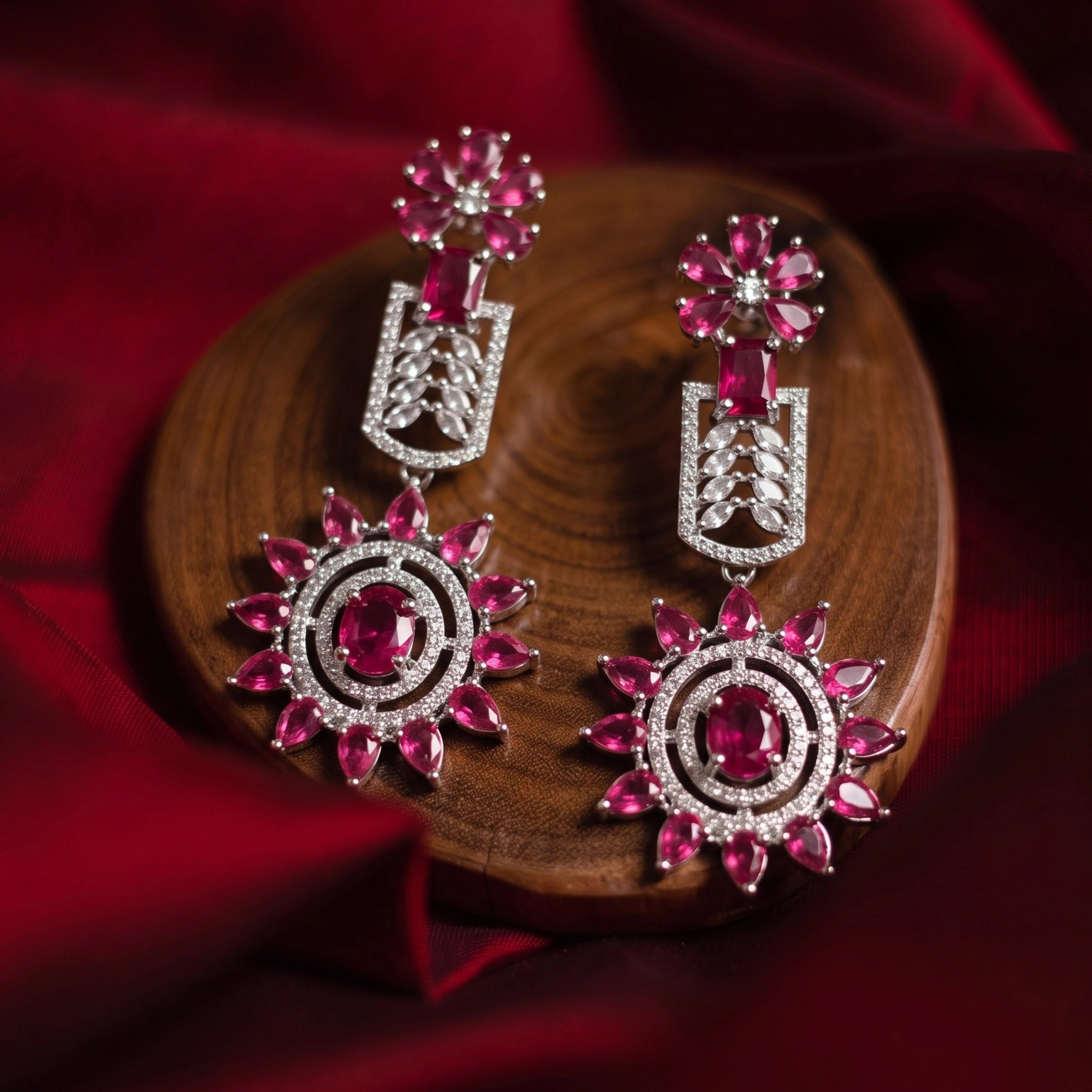 Ruby Blossom Luxe Statement Earrings