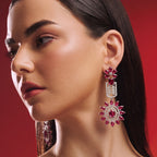 Ruby Blossom Luxe Statement Earrings