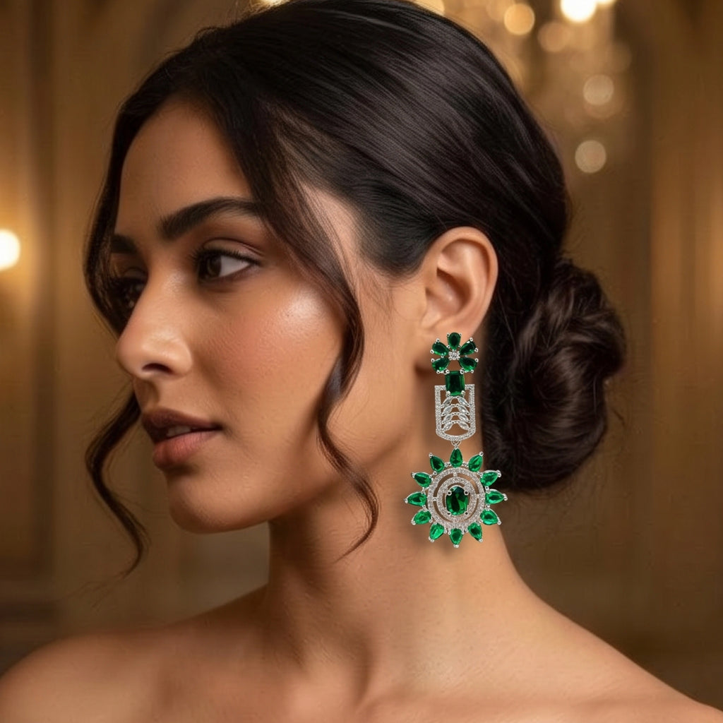 Emerald Bloom Luxe Statement Earrings