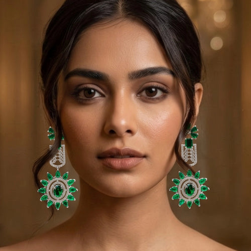 Emerald Bloom Luxe Statement Earrings