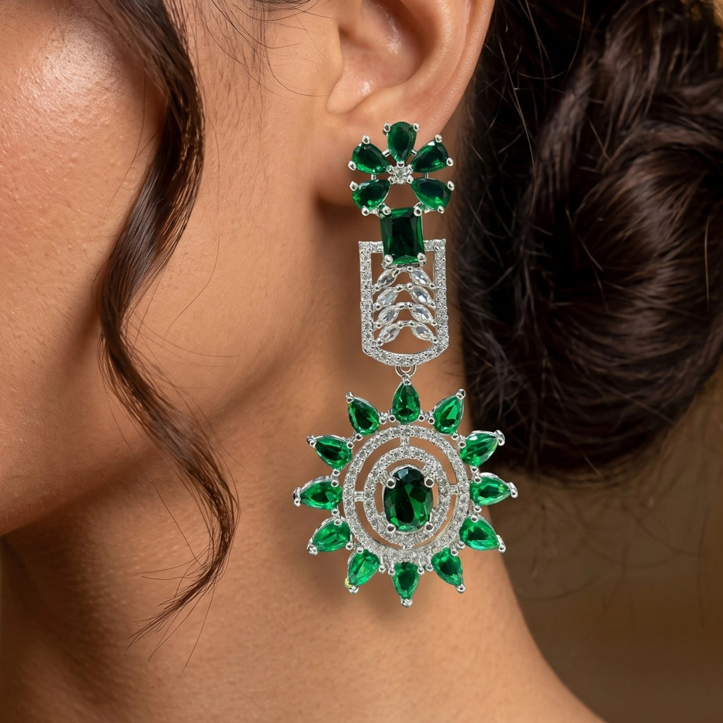 Emerald Bloom Luxe Statement Earrings