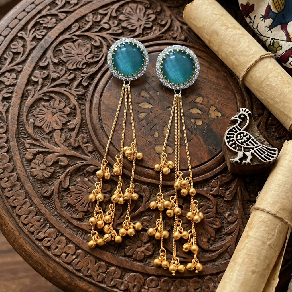 Emerald Cascade Tassel Earrings