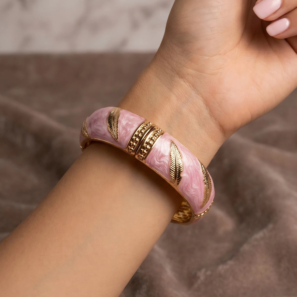 ROMANTIC GOLD LEAF ENAMEL BANGLE
