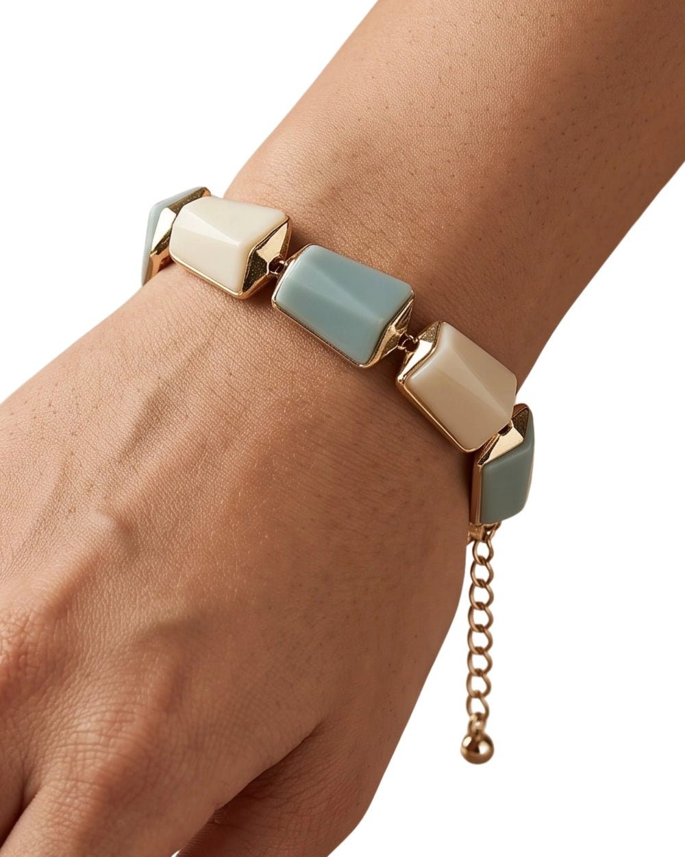 Sage & Ivory Enamel Link Bracelet