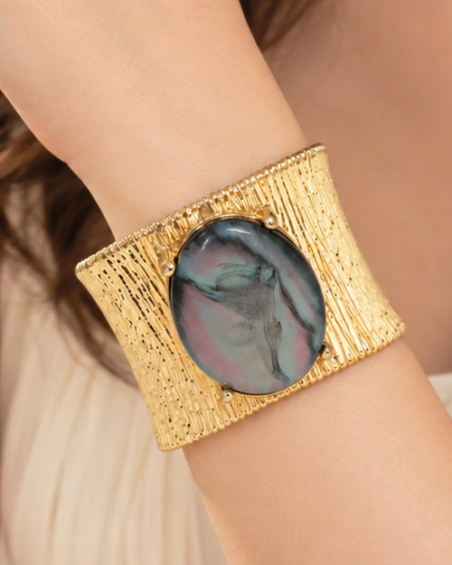 Aura Marble Cabochon Cuff Bracelet