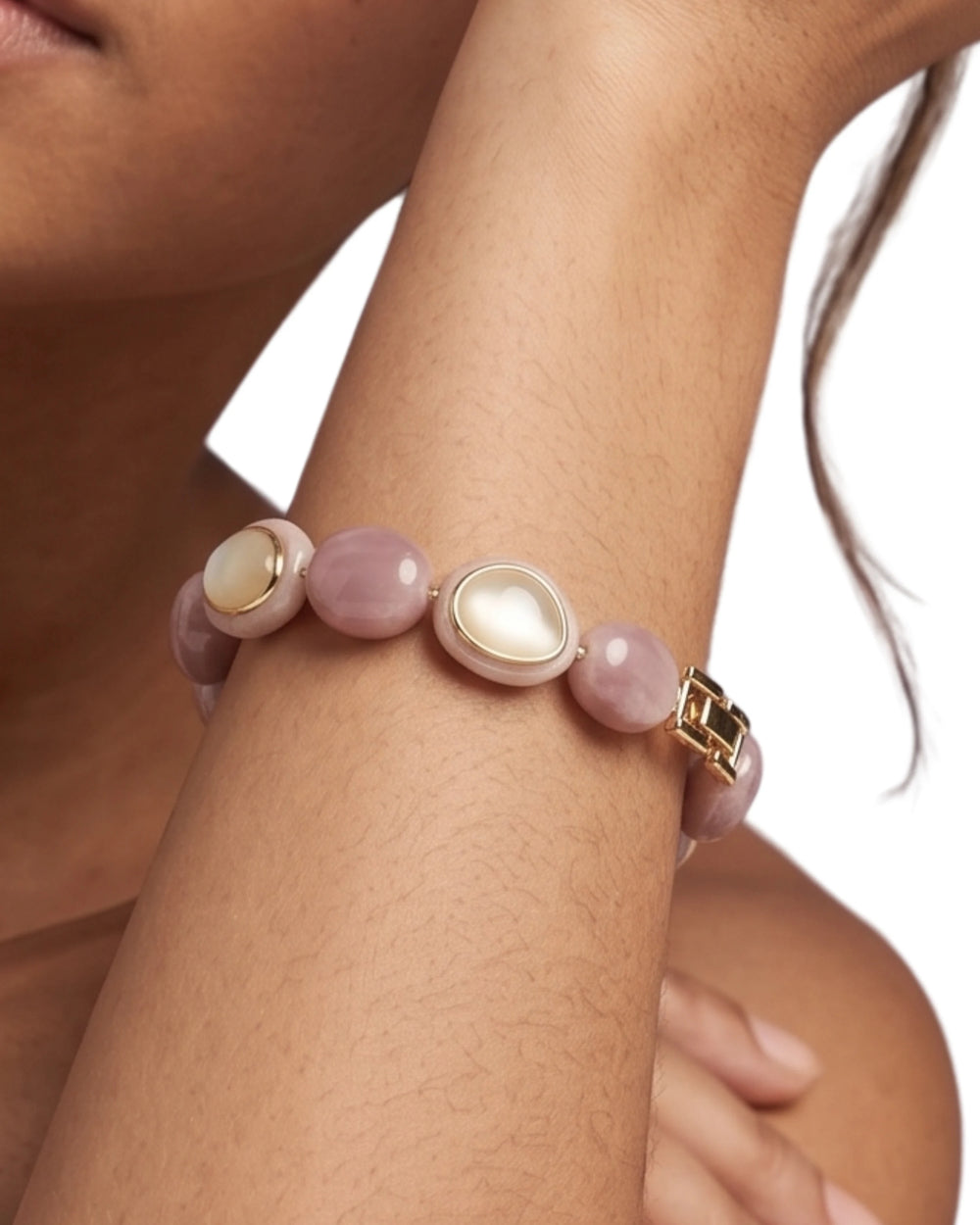 Blush Pebble & Opaline Link Bracelet