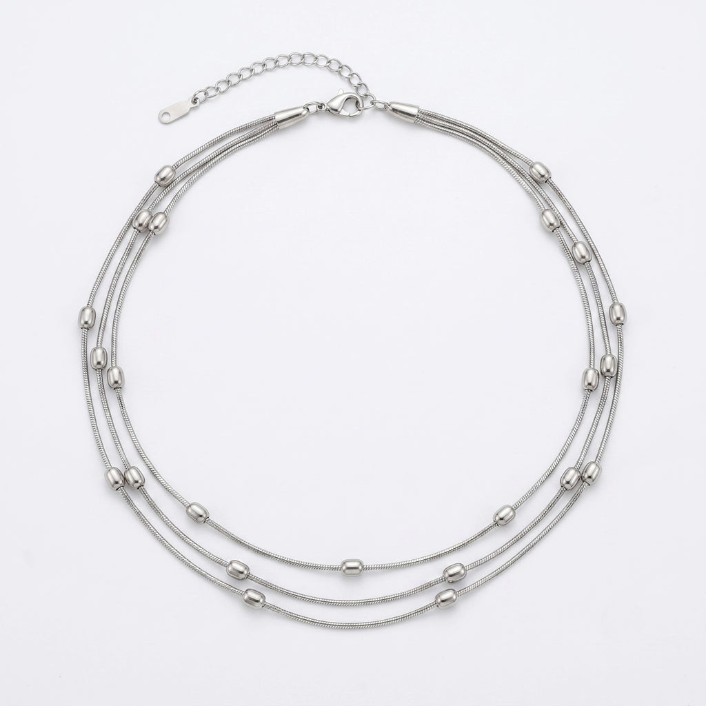 SILVER LAYERED BEADED CHAIN