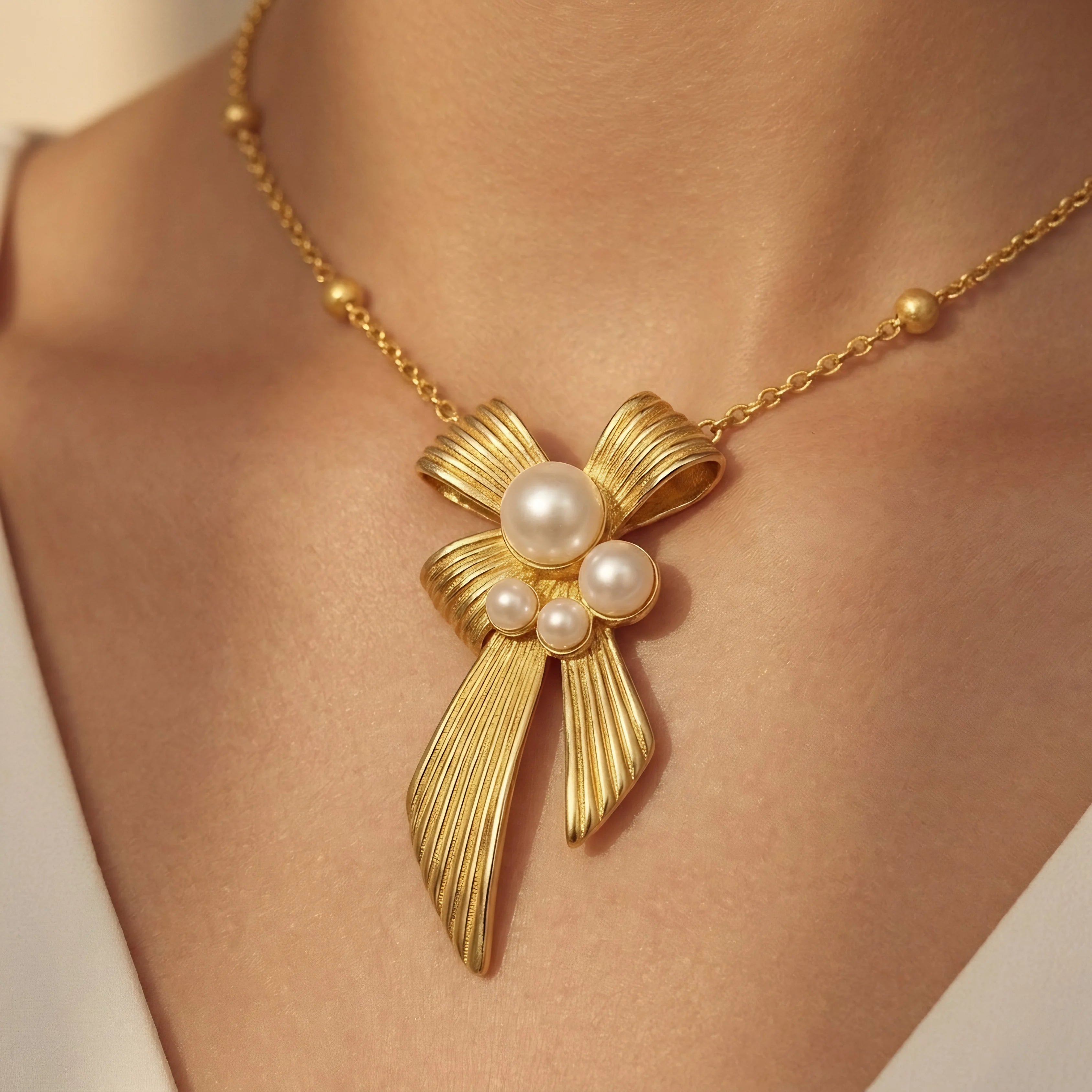 Pearl Bow Elegance Pendant