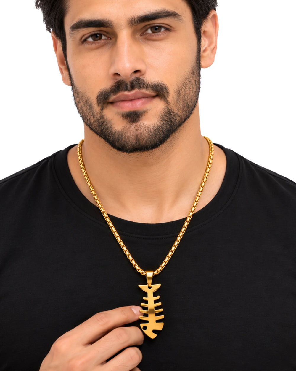 The Golden Fishbone Pendant Chain