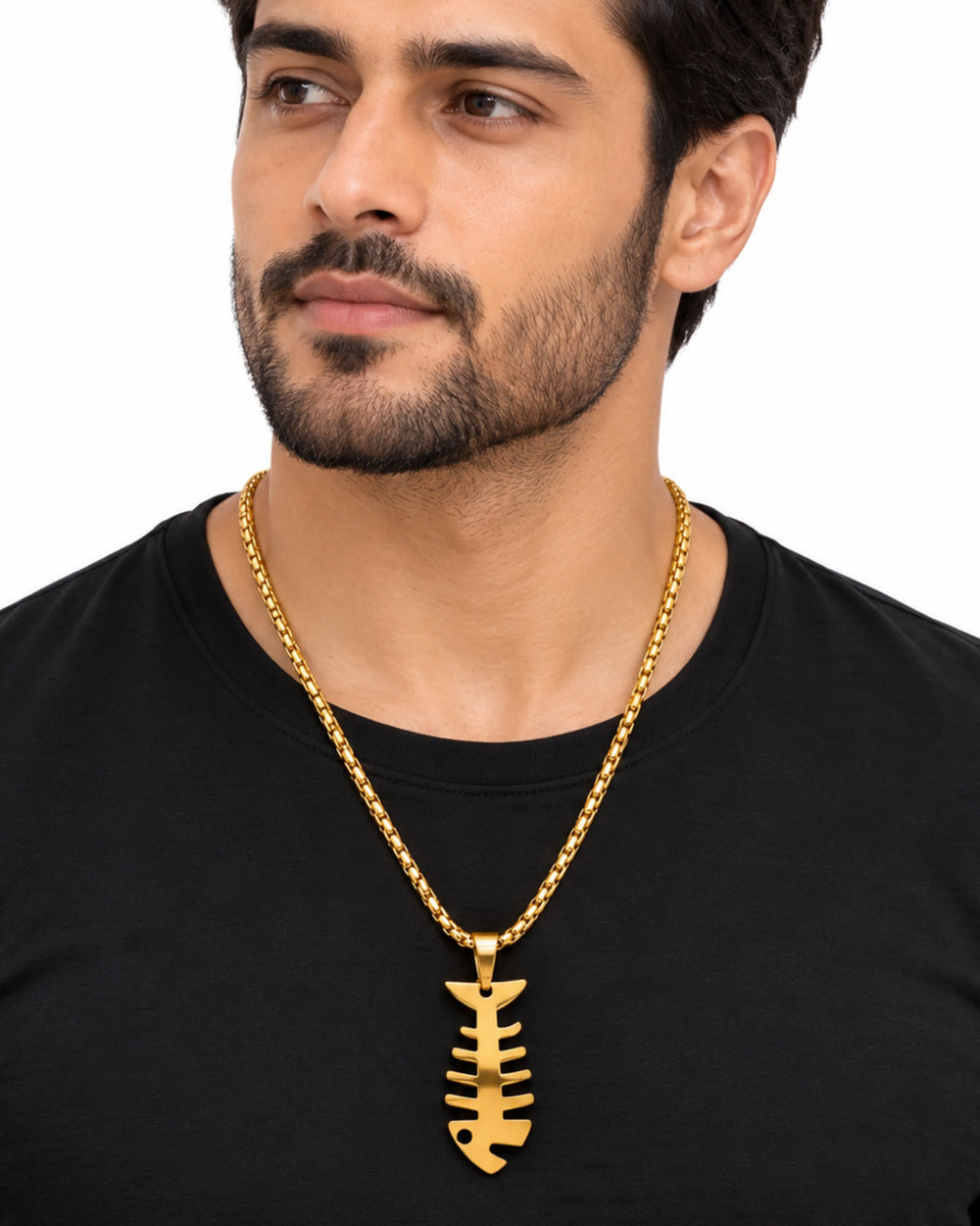 The Golden Fishbone Pendant Chain