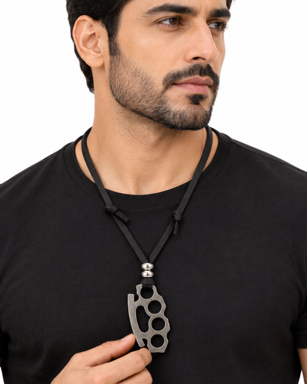 The Enforcer Knuckle Duster Leather Pendant