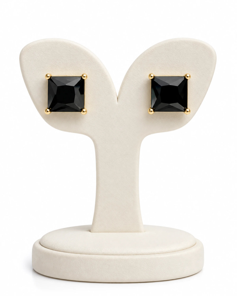 The Executive Black Square Solitaire Studs