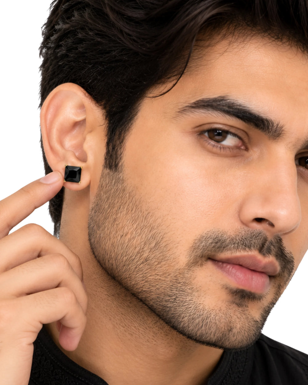The Executive Black Square Solitaire Studs