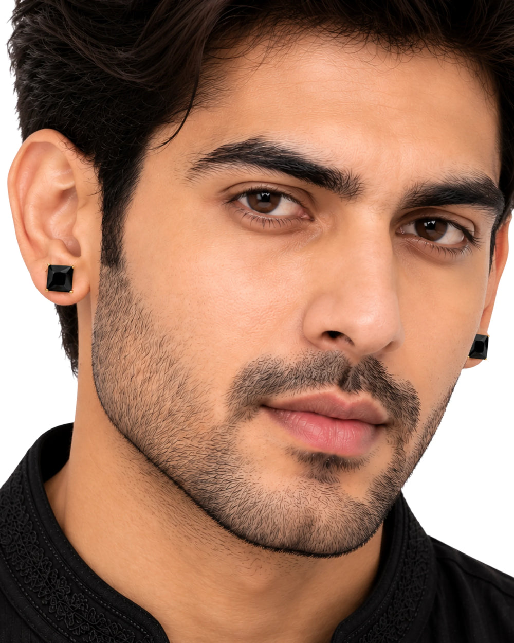 The Executive Black Square Solitaire Studs