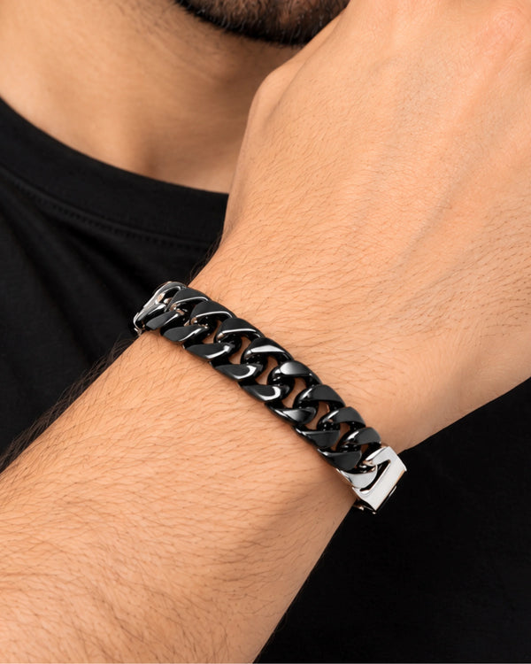 Obsidian Noir Steel Curb Bracelet