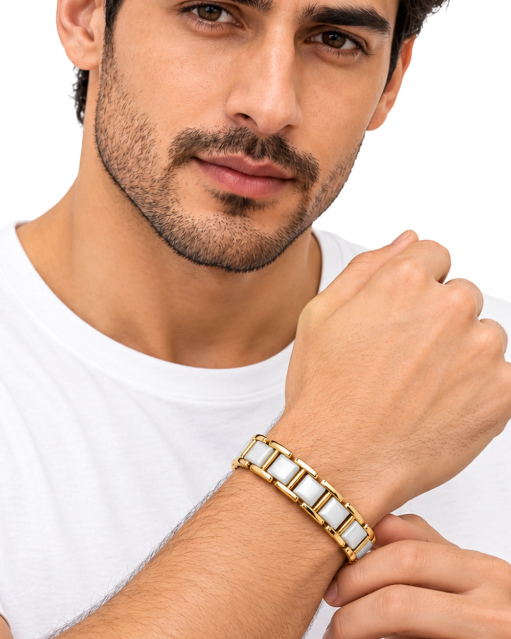 Aureate Ceramic Segmented Link Bracelet