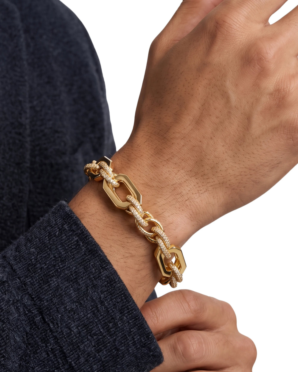 The Monarch Hexagonal Pavé Link Bracelet