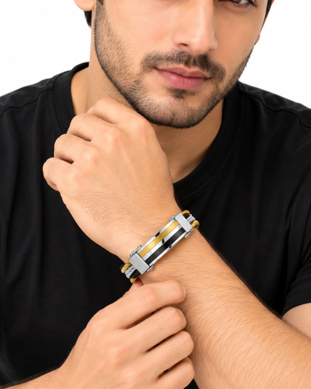 The Executive Tri-Tone Cable Bar Bracelet