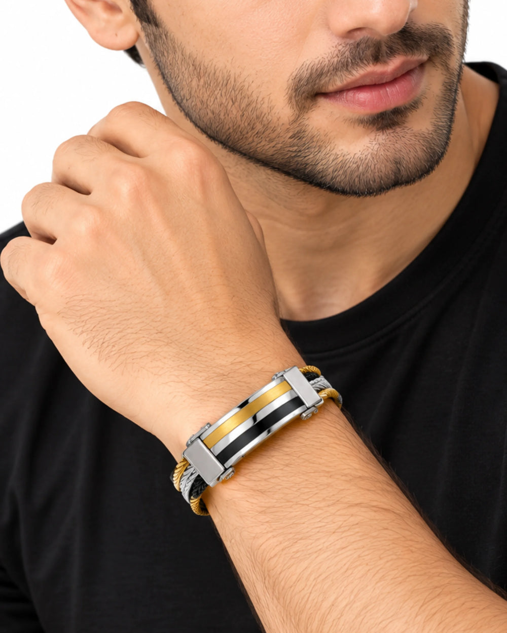 The Executive Tri-Tone Cable Bar Bracelet