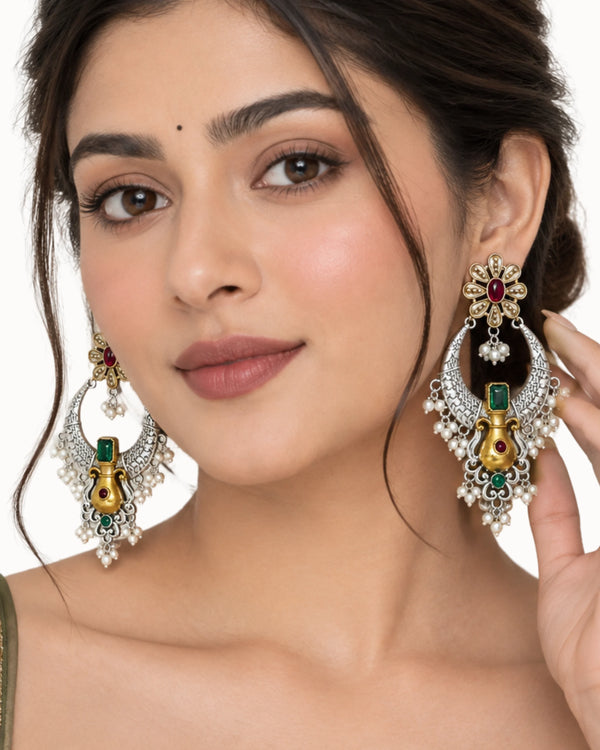 Vedic Urn Oxidized Statement Earrings