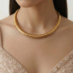 Flat Rib Gold Necklace