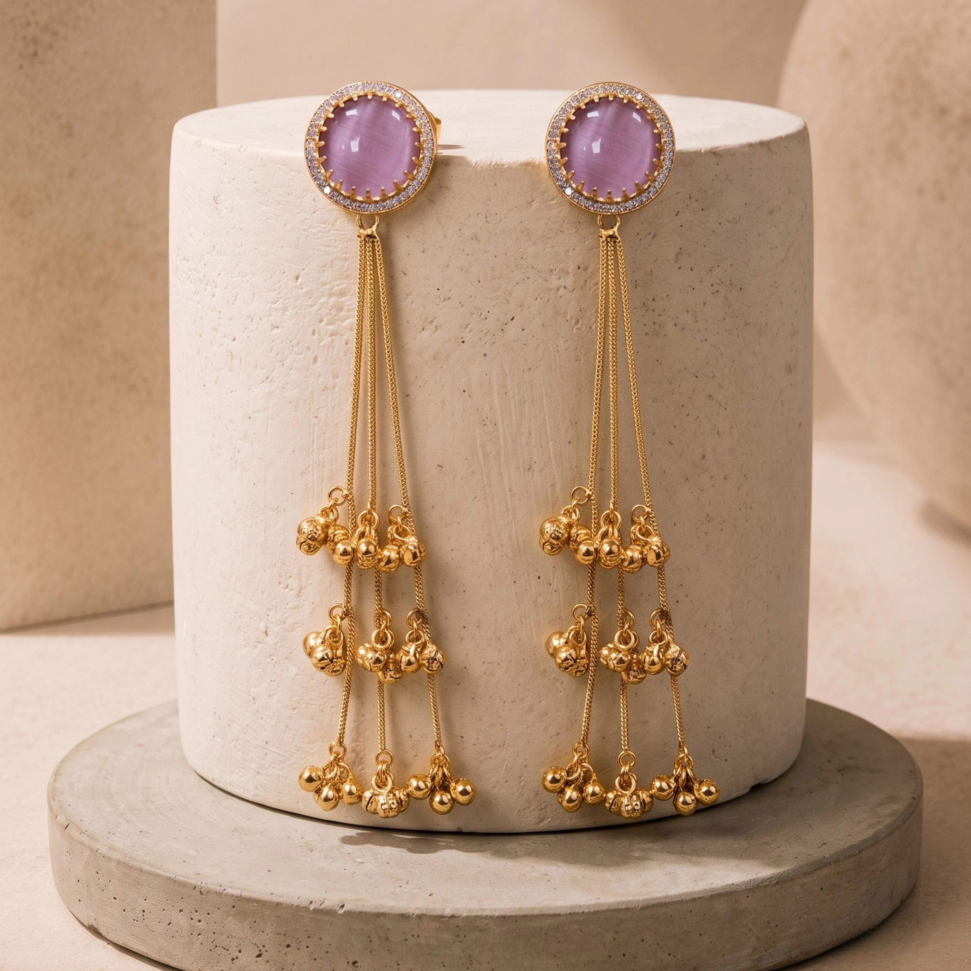 Mauve Noor Tassel Earrings