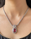 Imperial Ruby & Silver Halo Set