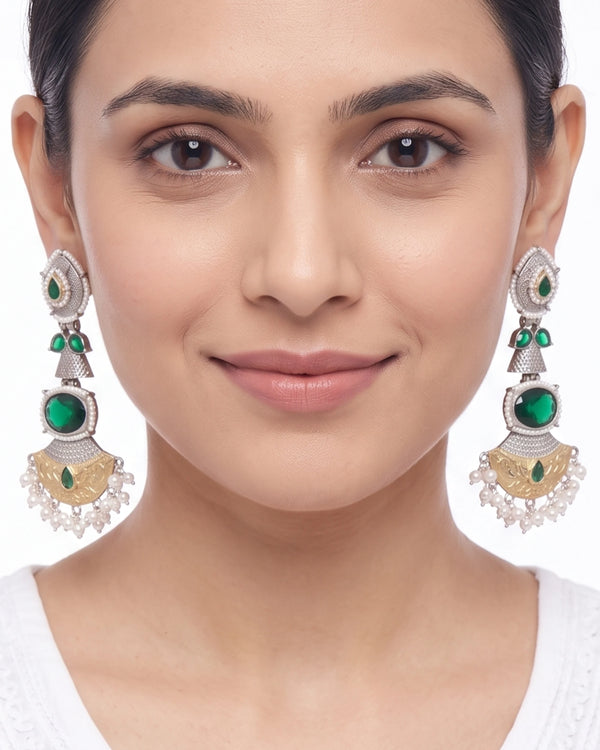 Aura Emerald Art-Deco Chandelier Earrings
