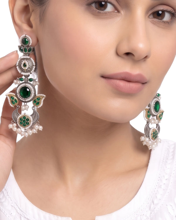 Gulzar Emerald Artisan Chandelier Earrings