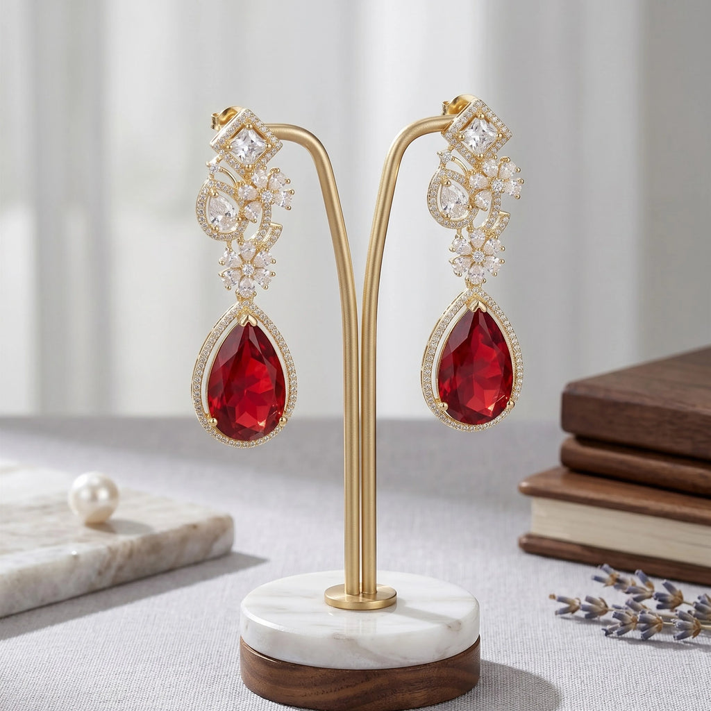 Ruby Floral Dangles