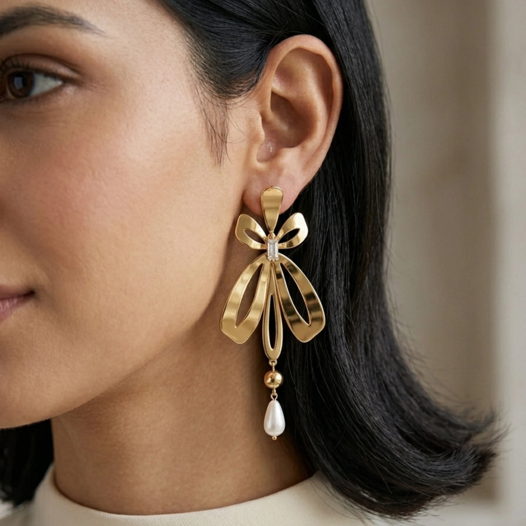 The Sophia Gold Bow Drop