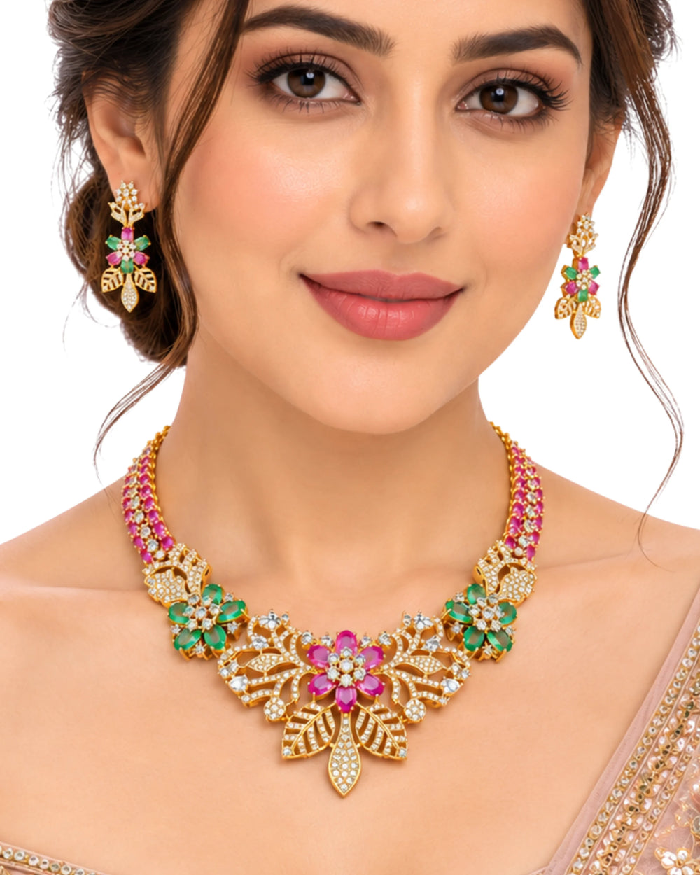 Mayura Floral Choker & Drop Earrings