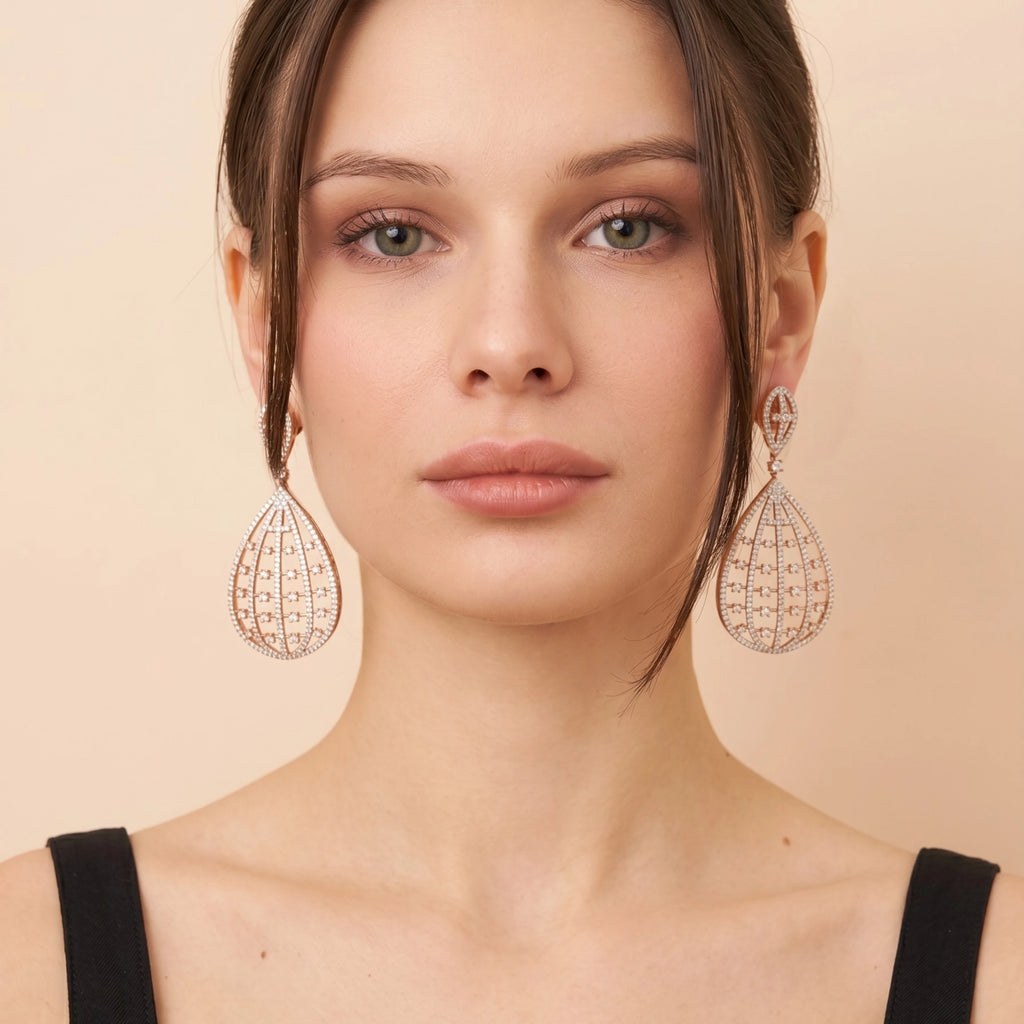 Celeste Basket Rose Earrings