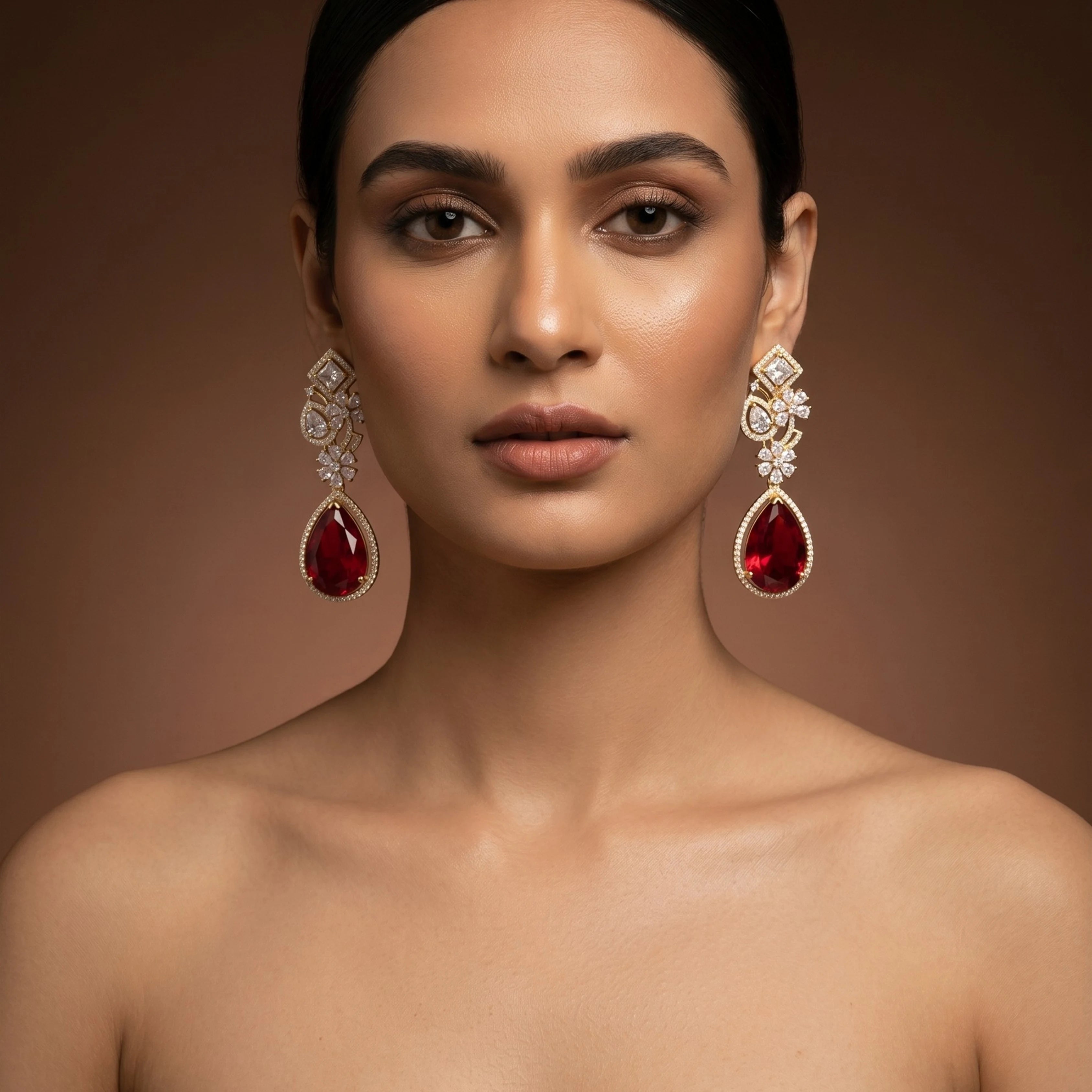 Ruby Floral Dangles