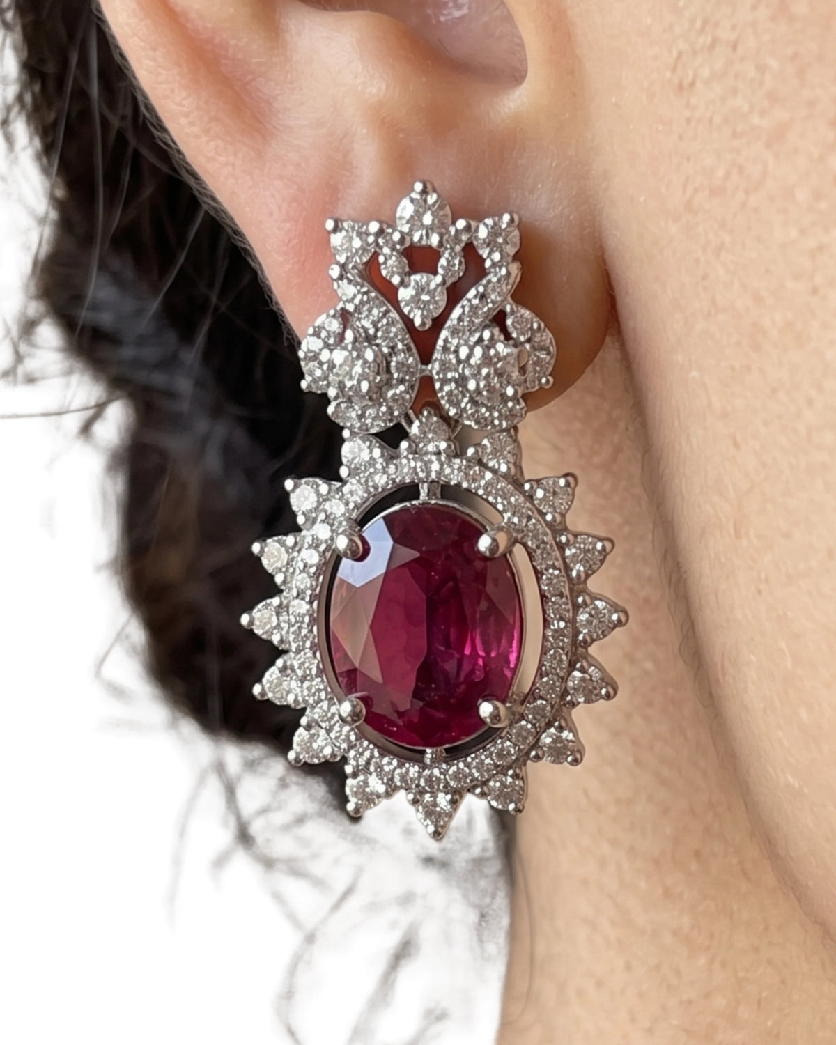 Imperial Ruby & Silver Halo Set