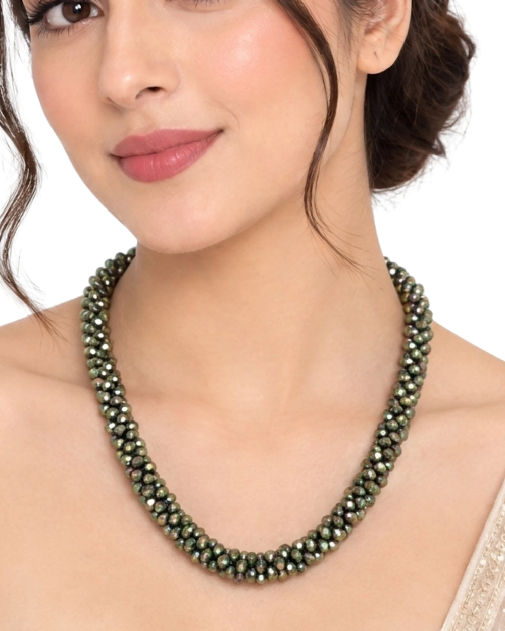 Midnight Olive Crystal Mala