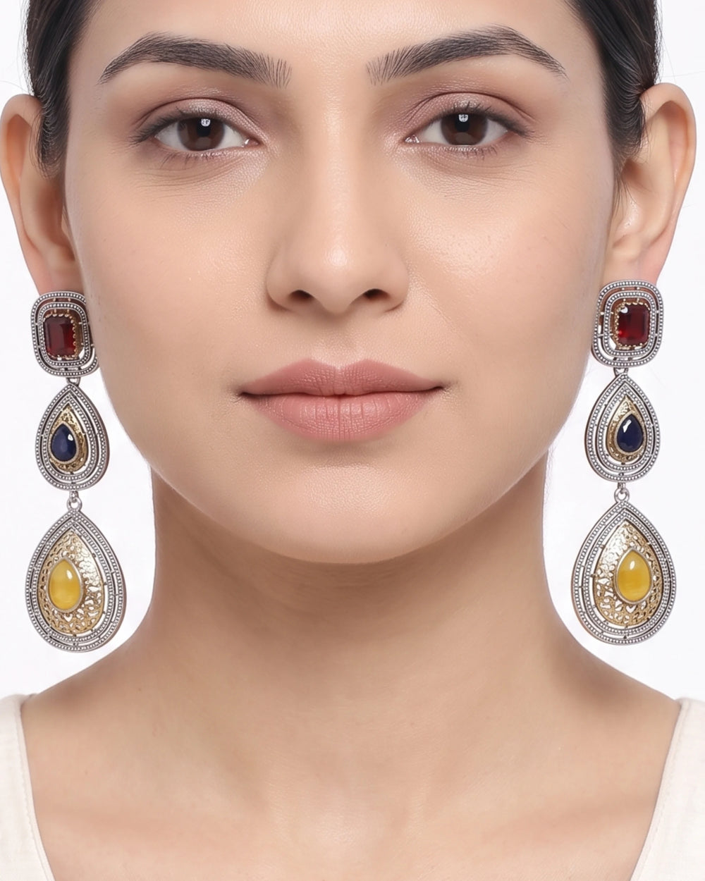 Elysian Multicolour Lattice Drop Earrings
