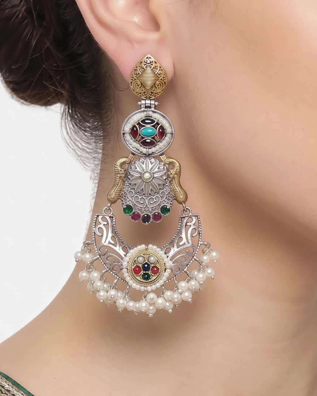 Aadhya Vintage Dual-Tone Earrings