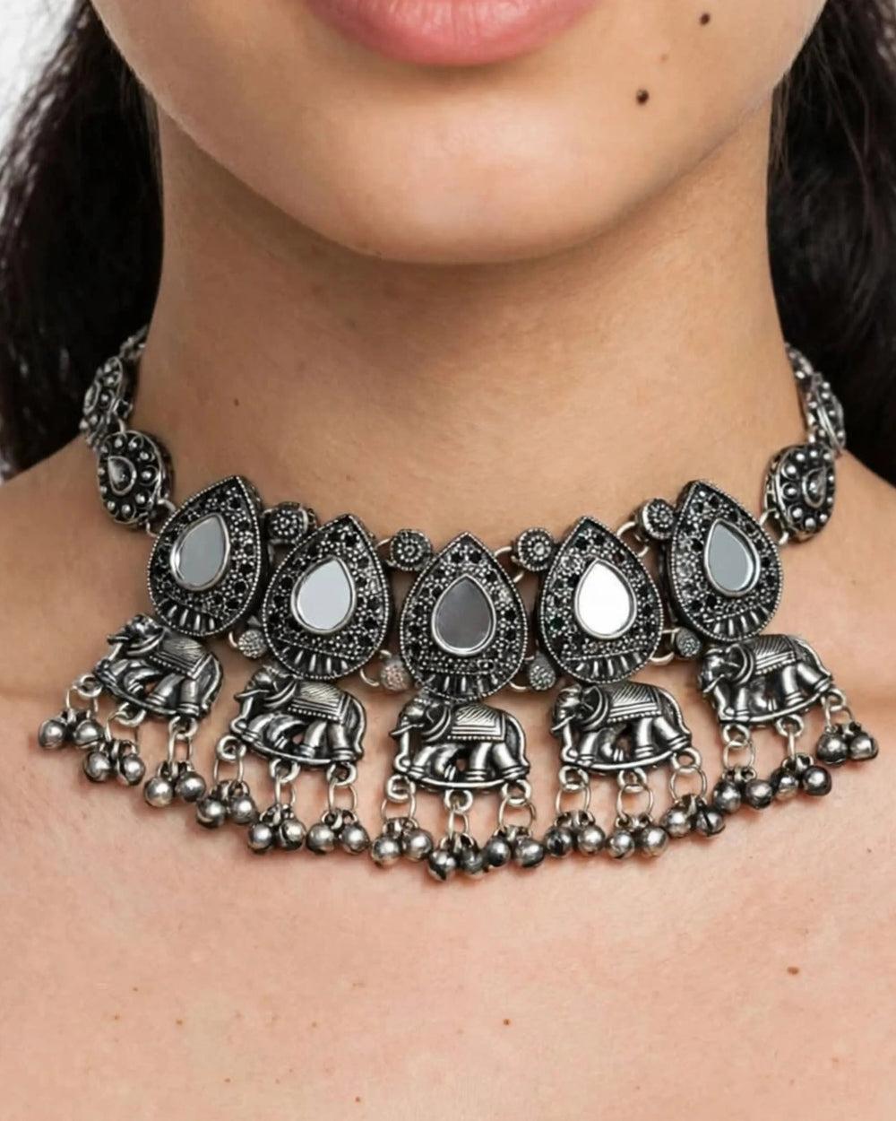 The Royal Gajraj Oxidized Choker Set