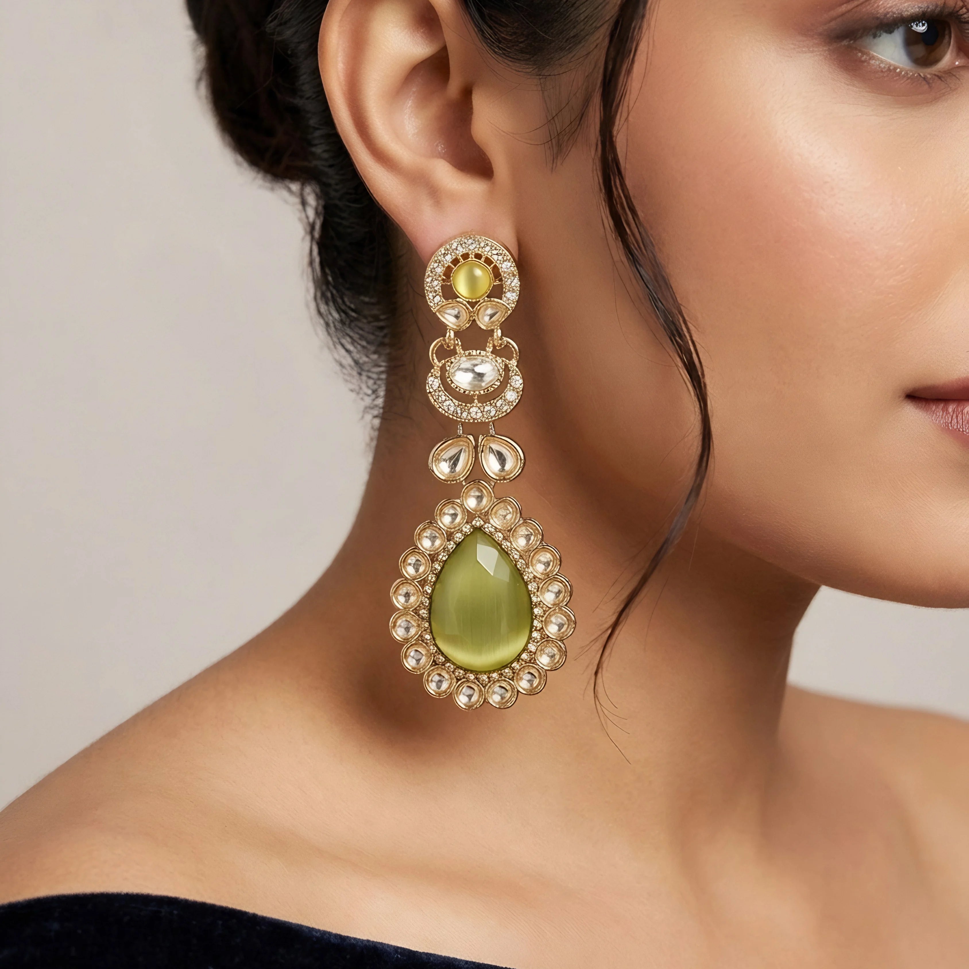 Green Noir Danglers