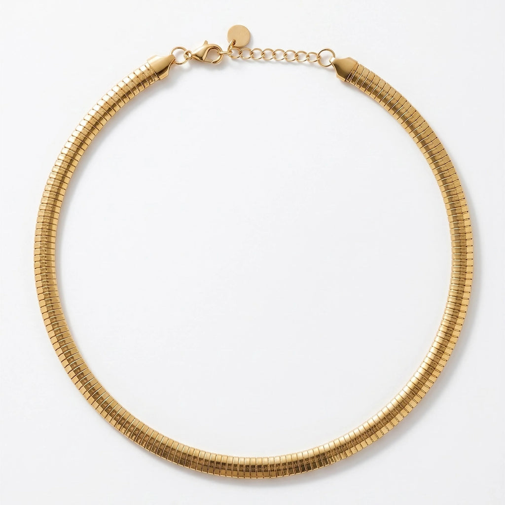 Flat Rib Gold Necklace
