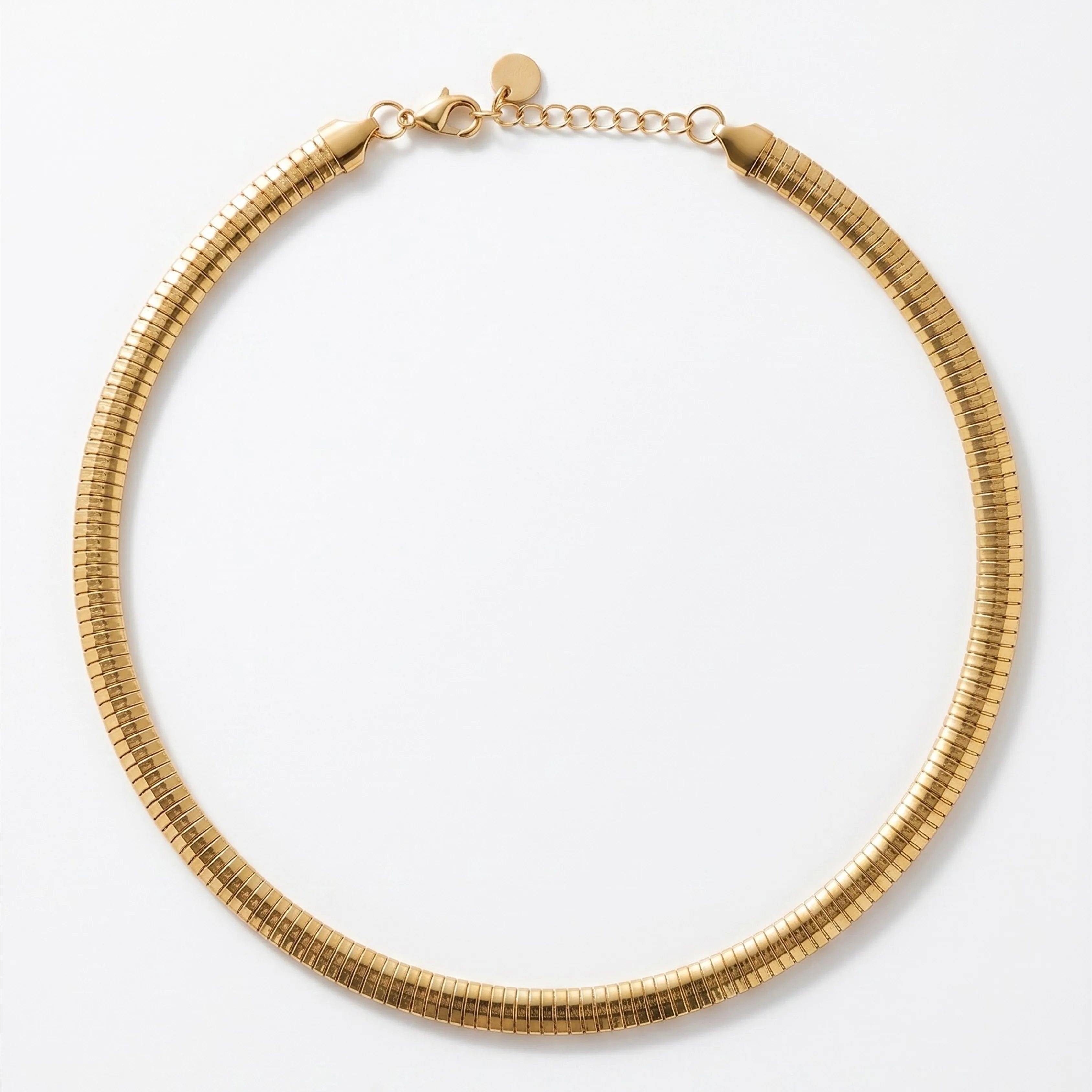 Flat Rib Gold Necklace