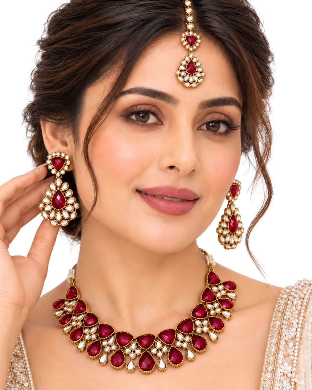 The Royal Ruby Kundan Set