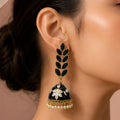 Midnight Bloom Pearl Jhumkas