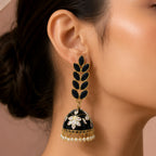 Midnight Bloom Pearl Jhumkas