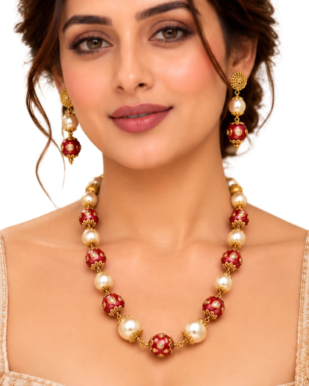 Heritage Gold-Tone Beaded Festive Necklace
