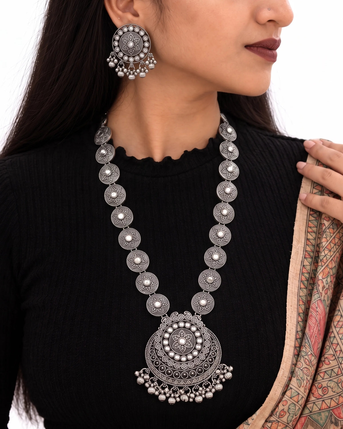 The Royal Floral Oxidized Silver Set